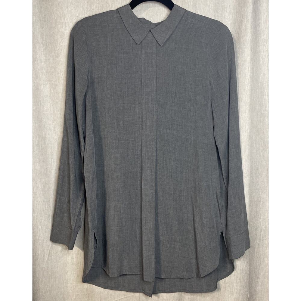 J. Jill Top Women’s Size XS Lagenlook Blouse Button Up Back - High Collar Flowy